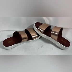 Mia Sandals Womens 8.5 Saige Platform Slide Rose Gold Slip On Casual Open Toe